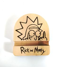 Підставка тримач під смартфон телефон планшет Rick and Morty 2 10х12х2 см Майстерня містера Томаса Дерево