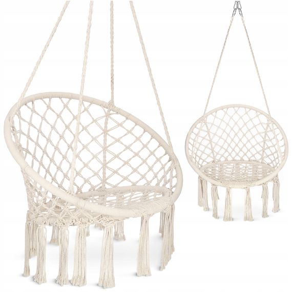 Крісло-гойдалка 4FIZJO Boho Dream 80 см підвісна, плетена Beige (P-5905973404518) | Зображення 9