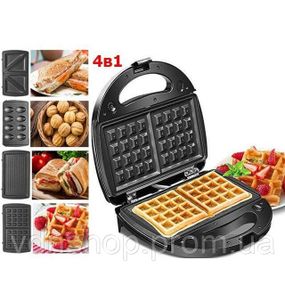 Бутербродниця вафельниця горіхочка електрична для дому Domotec MS-7704 1000 W, Мультимейкер 3в1 LT-27