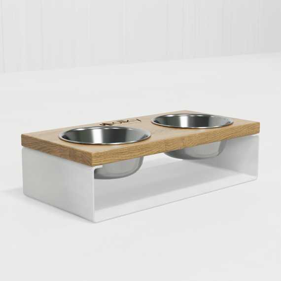 Миски на підставці з цільного металевого листа для собак та котів Hollky SteelWood S (2 × 0,45 л) SWS-36188-WHNT | Зображення 9