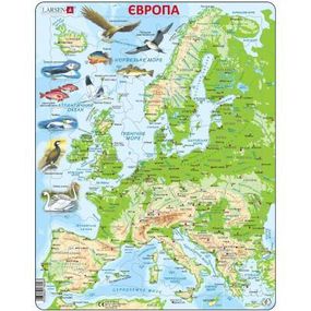 Пазл Larsen рамка-вкладыш Карта Европы с животными (K70-UA) - Топ Продаж!