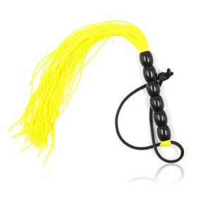 Флоггер маленький, з рукояттю з 6 довгастих кульок, жовтий, 22 см