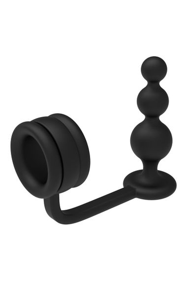 Кільце для пеніса Dream Toys Ramrod з анальною пробкою у формі кулі, чорне Sex Aura | Зображення 5