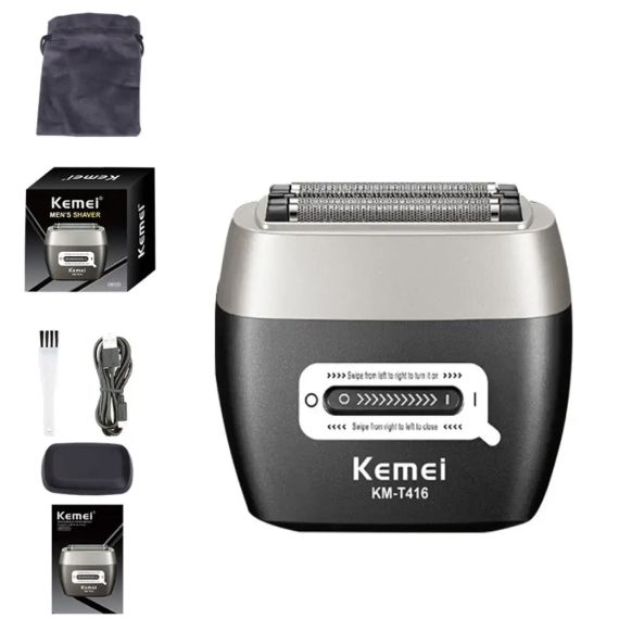 Бездротова бритва для чоловіків, USB-C, Kemei KM-T416, Чорний/Акумуляторна чоловіча електробритва для гоління/ Шейвер | Зображення 1