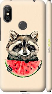 Чохол на Xiaomi Redmi Note 6 Pro Єнотик з кавуном "4605m-1551-2448"