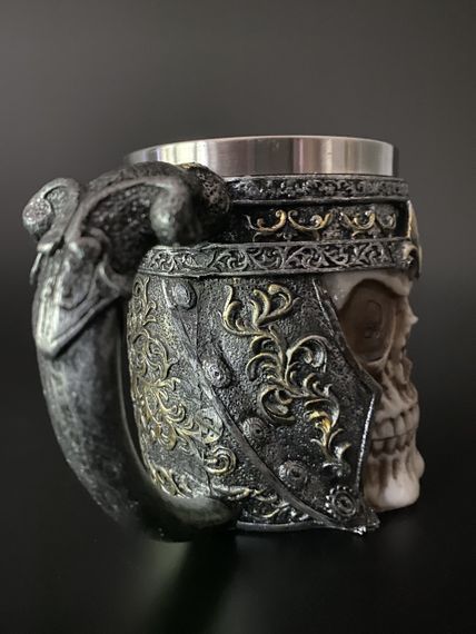 Кружка Череп у Шоломі — 3D келих із епоксидної смоли та нержавіючої сталі 400мл. | Зображення 2