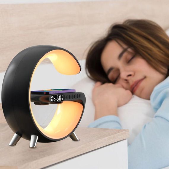 Розумний світильник-нічник з бездротовою зарядкою та Bluetooth колонкою, G11 Smart Light, Черный / Настільна смарт лампа | Зображення 1