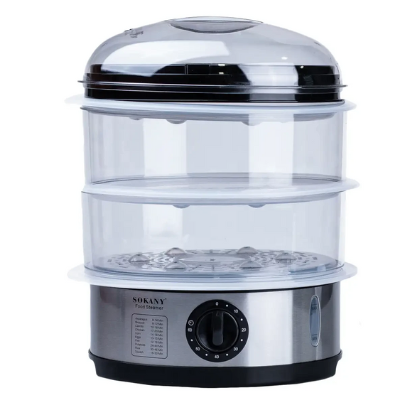 Пароварка електрична трирівнева 650 Вт 11 л з таймером і захистом від перегріву Sokany SK-07018