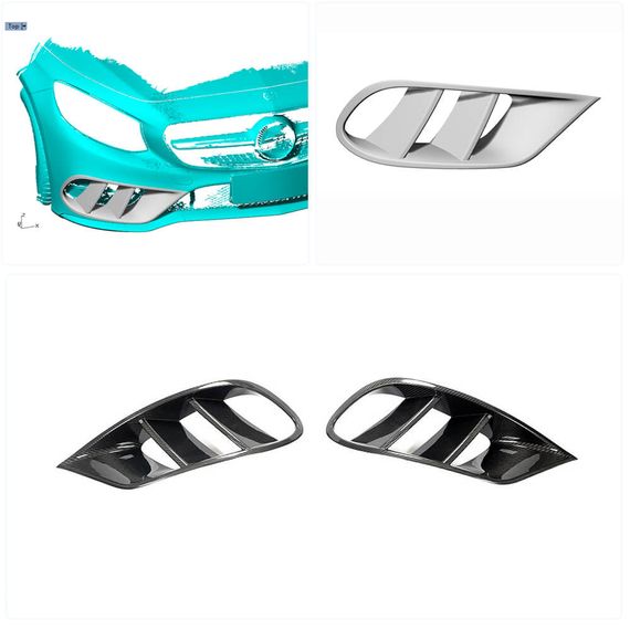 Вставки в передній бампер (для AMG-Line 2015-2018, Сухий карбон) для Mercedes S-class C217 Coupe рр | Зображення 1