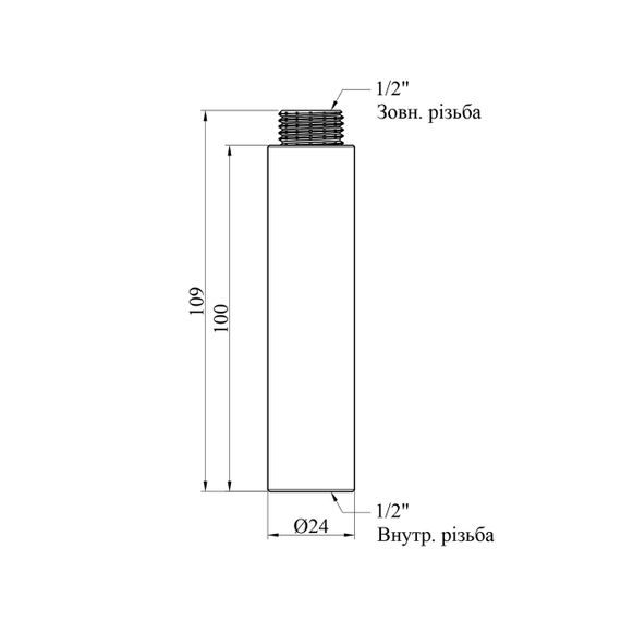 Подовжувач Karro 1/2" ВЗ, L=100 мм хромований KR-3209 | Зображення 1