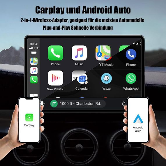 Беспроводной автомобильный адаптер Android и Carplay, беспроводной адаптер 2 в 1, преобразует проводной автомо | Зображення 5
