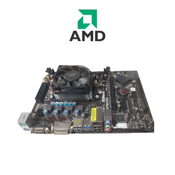 Комплект: Материнская плата ASRock FM2A75M-DGS / AMD A4-4000 (2 ядра по 3.0 - 3.2 GHz) / FM2 / 16 GB DDR3 / AMD Radeon HD 7480D + Кулер б/у
