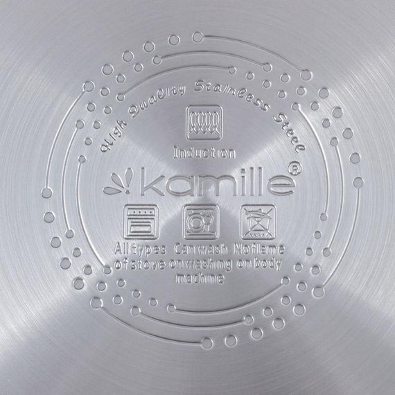 Набір 3 каструлі Kamille Fine Silver Pen 2.1л, 3.7л і 6.1л з нержавіючої сталі зі скляними кришками | Зображення 5