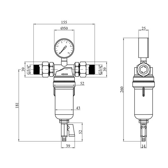 Фільтр самоочисний Karro 3/4" ЗЗ прозорий, латунний KR-88044 | Зображення 1
