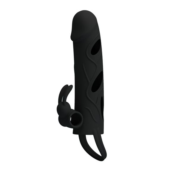 Насадка на член - Pretty Love Penis Sleeve With Ball Strap 5.5" Black | Зображення 5