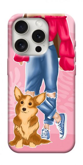 Чохол з картинкою Girl and corgi для Apple iPhone 16 Pro (6.3")