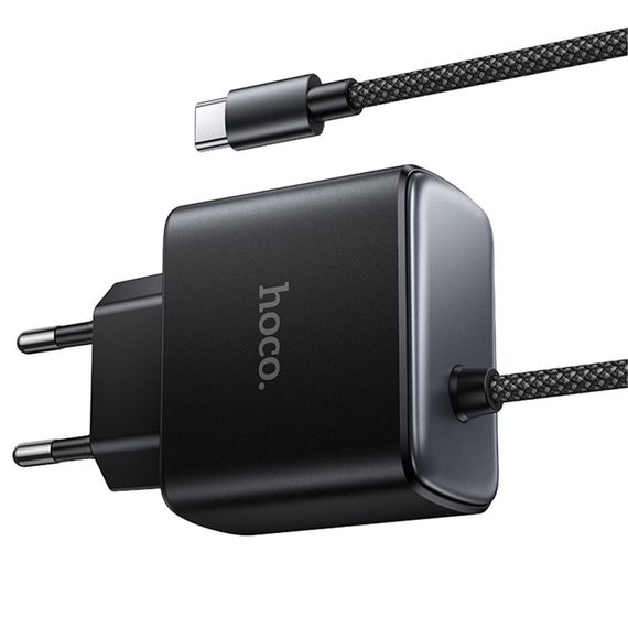 МЗП Hoco C163A New PD25W (1USB-C) + встроенный кабель Type-C Black | Зображення 3