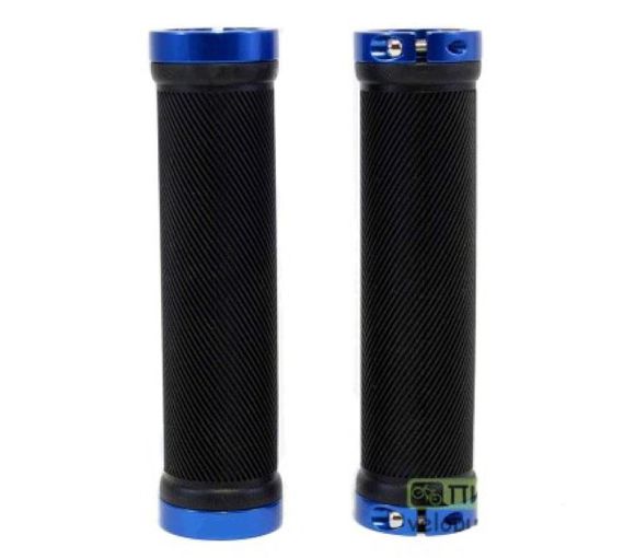 Грипсы (ручки руля)   SPELLI SBG-6703-Lock, Черные с Синими локами,прямые, круглые, длина 132 мм FM