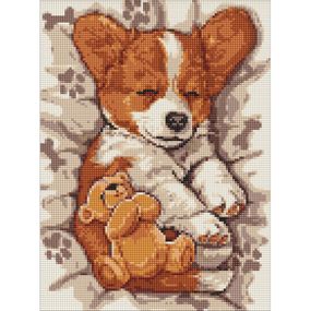 Алмазная мозаика "Сонный корги" AMO8044, 30x40 см