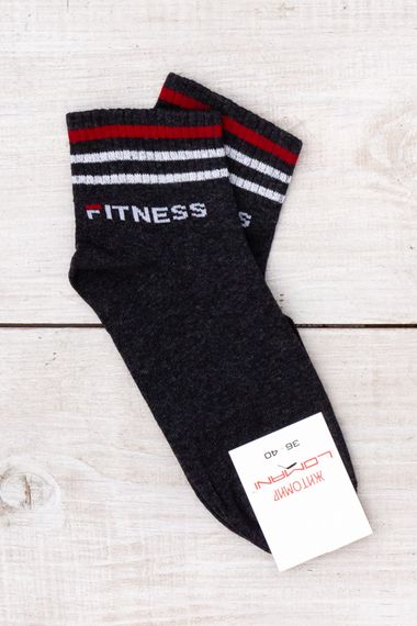 Демісезонні шкарпетки для жінок з бавовни, з написом "Fitness" Носи своє 36-40 Графітовий (p-17997-212629)