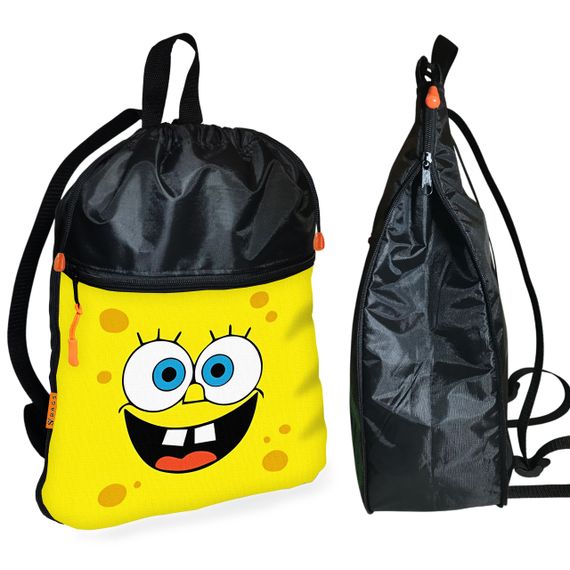 Рюкзак-мішок для взуття, спортивної форми Губка Боб дитяча сумка для змінки з розширювачем (01225)