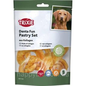 Лакомство для собак Trixie Denta Fun Pastry Set с курицей и коллагеном 100 г — жевательный набор без глютена
