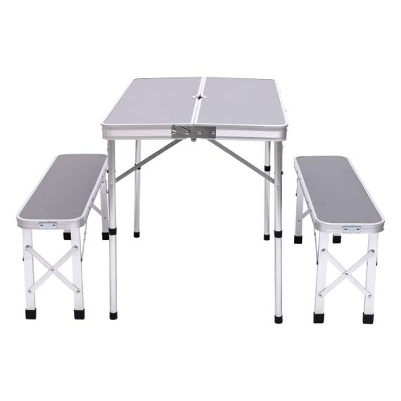 Комплект туристичний стіл + 2 лавки складні меблі Сірий Lugi JY-9060G | Зображення 1