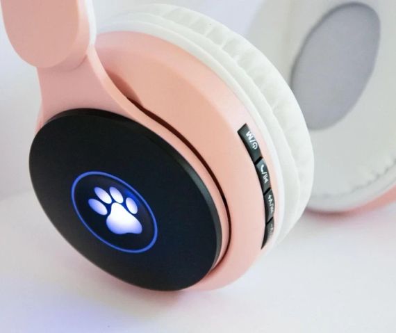 Детские наушники без проводов “Wireless earphone ST77M” Розовые, bluetooth наушники с кошачьими ушками | Зображення 3
