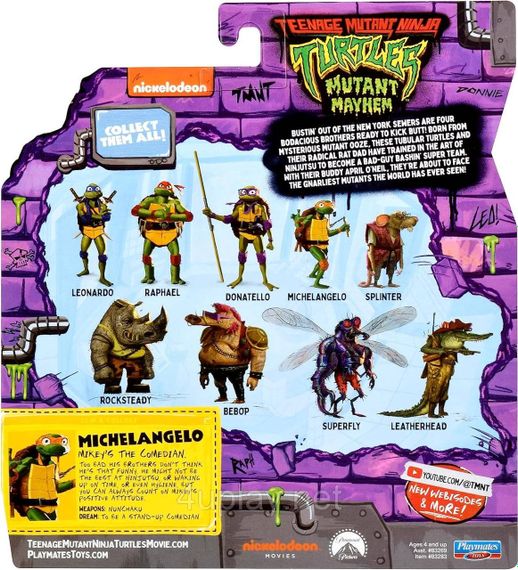 Фігурка Черепашки-ніндзя Мікеланджело 11 см Teenage Mutant Ninja Turtles Mutant Mayhem 4.25” Michelangelo TMNT Оригінал | Зображення 6