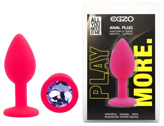 Силіконова анальна пробка EGZO - Silicone Pink Round Plug Amethyst, size S Sex Aura