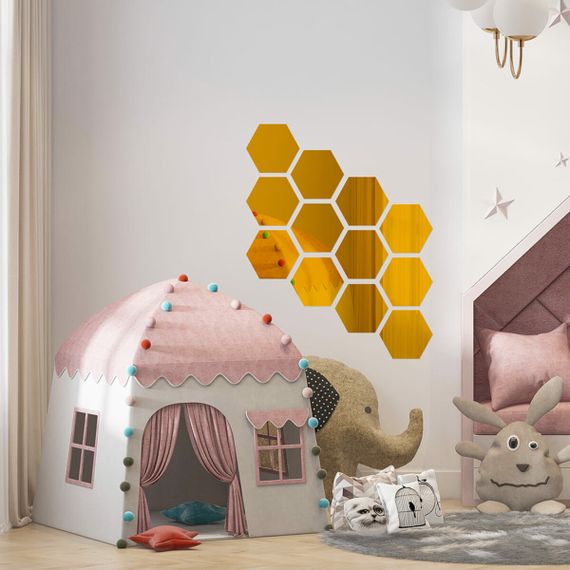 Дзеркальний декор акриловий самоклеючий 85*95мм золото, 12шт (D) SW-00002516 | Зображення 5