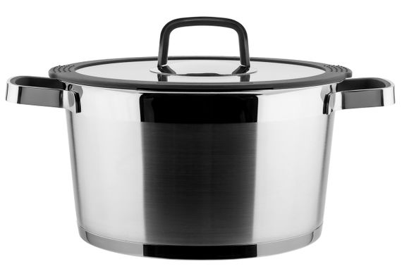 Каструля Vinzer Moderno 50074, 5.4 л, 24 см, з нержавіючої сталі з кришкою, для всіх типів плит