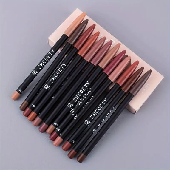 Набор из 12 карандашей для губ от SHOETSY Cosmetics - матовые стойкие оттенки для всех типов кожи | Зображення 7