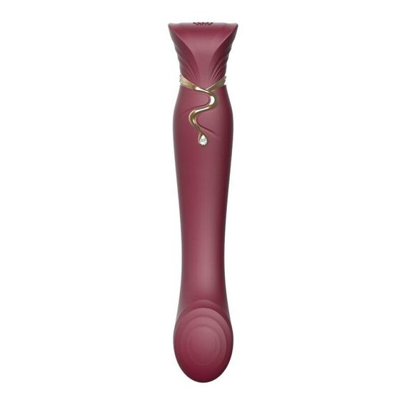 Смартвібратор 3в1 Zalo — Queen Wine Red, пульсівна перлина та вакуум, кристал Swarovski Sex Aura | Зображення 2