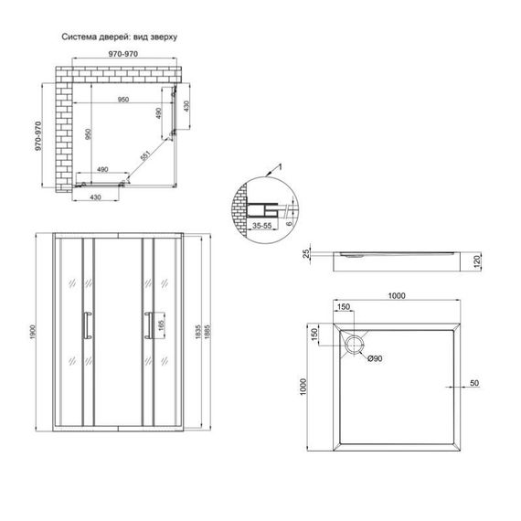 Набор Qtap душевая кабина Taurus CRM1011SC6 Clear 100х100 см + поддон Tern 301112 | Зображення 1