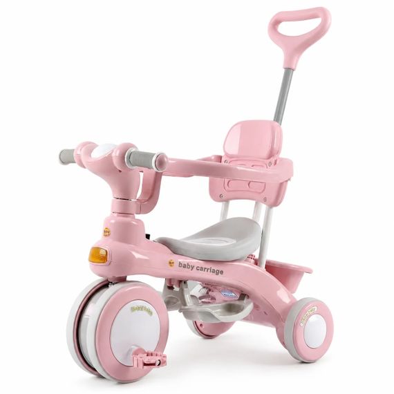 Дитячий триколісний велосипед Baby Carriage 588 рожевий з батьківською ручкою | Зображення 4