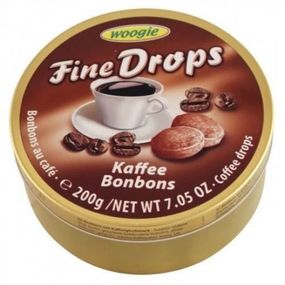 Леденцы в жестяной коробке Woogie Fine Drops со вкусом кофе ж/б, 200 г (Австрия)