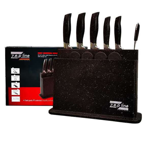 Набір ножів з обробними дошками + ножиці Zepline ZP-043 Чорний