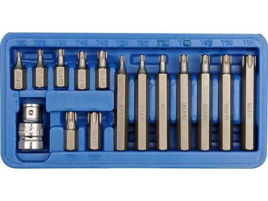 Набор насадки биты TORX 1/2" T20-T55 30мм/75мм 15 штук VOREL-66580 | Зображення 1