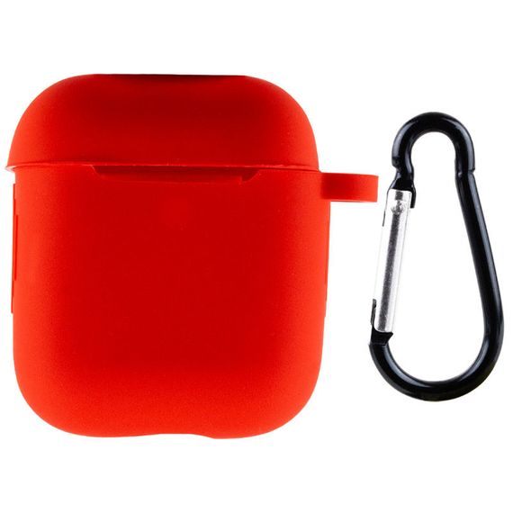 Силіконовий футляр New з карабіном для навушників Airpods 1/2 Червоний / Red