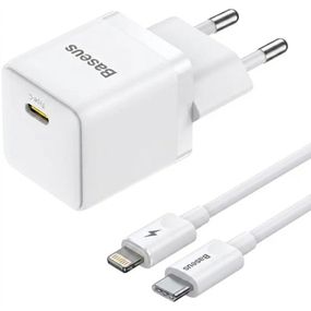 МЗП Baseus Palm Fast Charger PD20W (1USB-C) + кабель Type-C to Lightning (E01164) Moon White