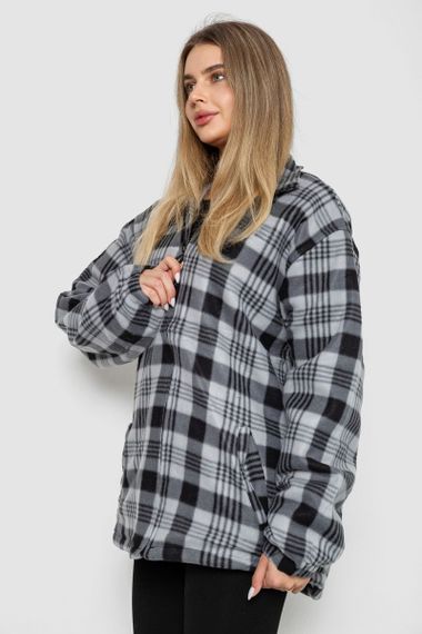 Кофта-сорочка на блискавці утеплена, колір сірий, 244R2210 | Зображення 2