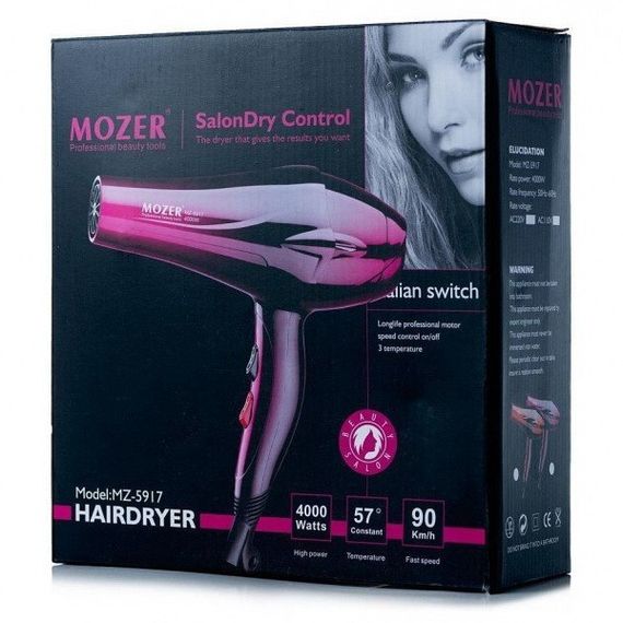 Мощный качественный фен для сушки укладки волос Mozer 5917 электрофен | Зображення 4