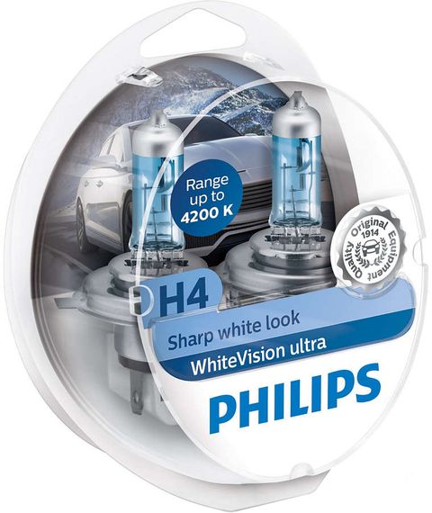 Комплект галогеновых ламп PHILIPS 12342WVUSM H4 60/55W 12V P43t WhiteVision ultra +60% | Зображення 1