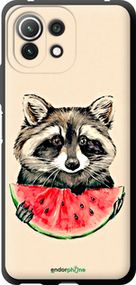 Чохол на Xiaomi Mi 11 Lite Єнотик з кавуном "4605b-2281-2448"