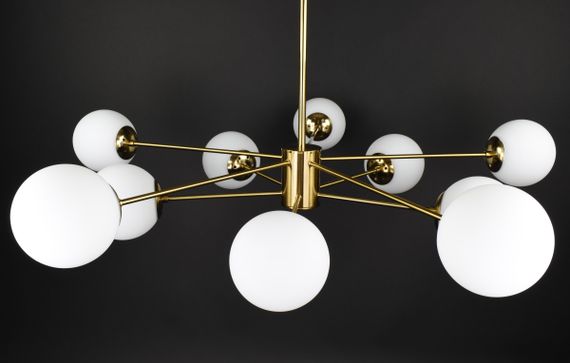 Люстра стельова на 10 лампочок 27784 Латунь 40-70х116х116 см. | Зображення 3