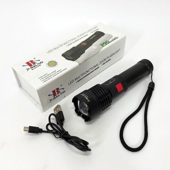 Фонарь ручной батарей X-Balog, Лед фонарик с зарядкой, Переносной ручной мощный фонарь QX-37 | Зображення 9