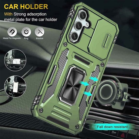 Ударостійкий чохол Camshield Army Ring для Samsung Galaxy S24 FE Оливковий / Army Green | Зображення 1