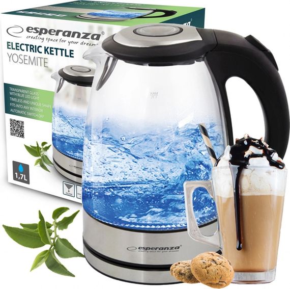Електрочайник скляний Esperanza EKK012 Yosemite 1,7 л, 2200 Вт, з підсвіткою | Зображення 5