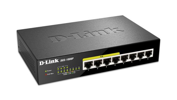 Коммутатор D-Link DGS-1008P, 8xGE (4xGE PoE, 4xGE), 68W (DGS-1008P) | Зображення 1